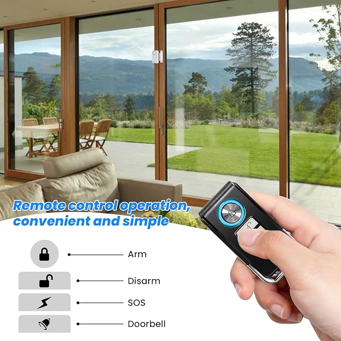 HENDUN Door Alarms When Opened with Remote, Door Bells Chimes, Door Security Sensor Pool Alarm for Kids Safety (2 Pack)