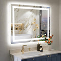 YEELAIT 28x36 Inch LED Bathroom Mirror with Lights Front and Backlit Lighted Vanity Mirror for Bathroom Wall with 3 Colors Dimmable Anti-Fog Memory Shatter-Proof IP54 Waterproof Horizontal/Vertical