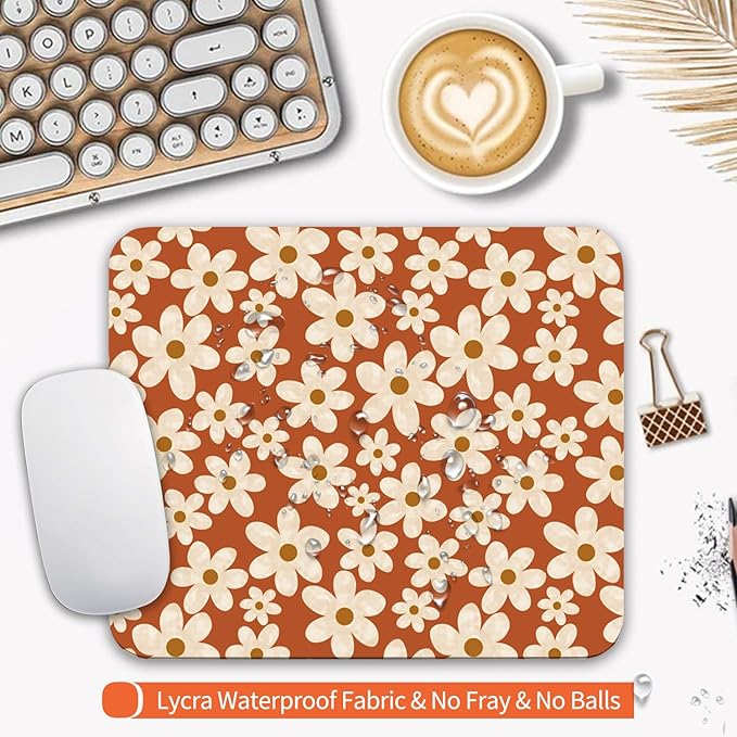 Armanza Square Mouse Pad Cute Flowers, Personalized Premium-Textured Custom Mouse Mat Design, Washable Mousepad Cloth, Non-Slip Rubber Base Computer Mouse Pads for Wireless Mouse