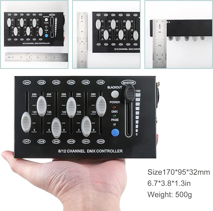 MAD OWL 12 Channel DMX dimming Controller, mini dj Lighting Controller,DMX512 Signal Protocol dimmer Suitable for Small Stage Lighting