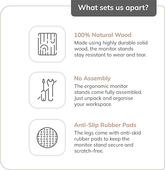 Anji Mountain Wooden Monitor Stand - Elegant Monitor Riser, Perfect Monitor Stand for Desk Organization, Durable Wood Construction monitor stands, Enhances Ergonomics and Workspace Efficiency,Natural