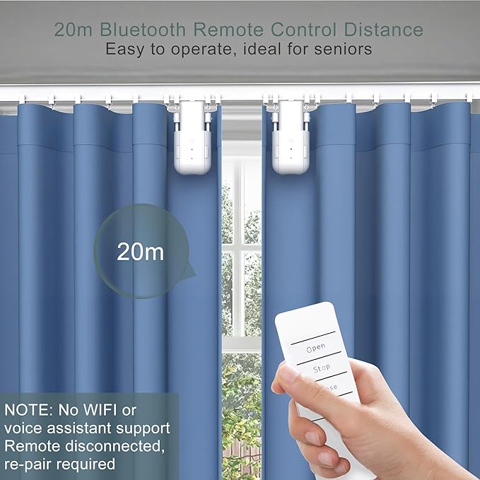 Takkicept Automatic Curtain Opener 2 Pack: Smart Electric Curtains Closer Robot with Remote Control｜No Drill Quiet Motor｜Compatible for Roman Rods, T & U Tracks｜Long-Lasting Battery for Bedroom & Home