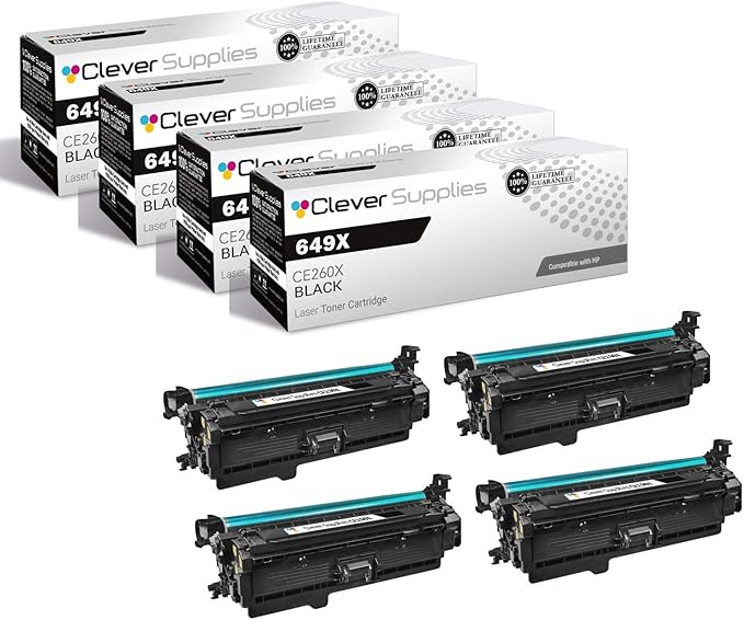 CS Replacement Toner Cartridge Compatible with HP 649X CE260X Black Color Enterprise CP4525dn CP4525n CP4525xh Toner Cartridge 4 Black Set