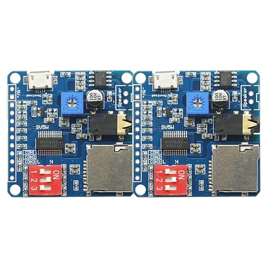 2PCS Voice Sound Playback Module MP3 Trigger Player Module UART I/O Trigger Class D Amplifier Board 5W 8M Storage SD/TF Card for Arduino