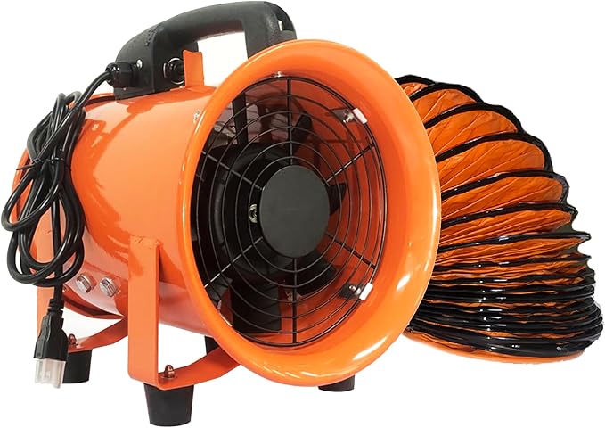 FICBXRA Utility Blower Fan 8 Inch Portable Axial Exhaust Fan 230W/2A 900CFM High Velocity Ventilator with 32FT Duct Hose for Exhausting & Ventilating at Home and Job Site