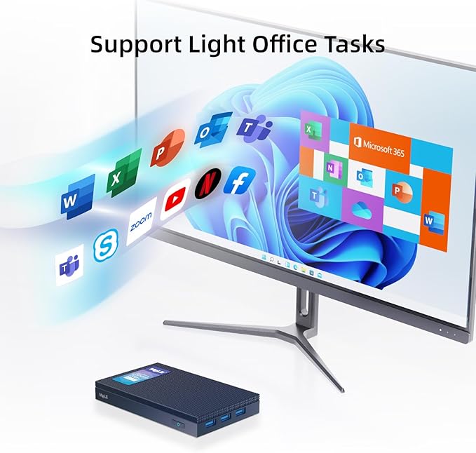 MeLE Fanless Mini PC Quieter3Q 11th Gen N5100 8GB 256GB, Micro Computer WiFi 5 Small Desktop Service with USB-C PD, Gigabit Ethernet, Dual HDMI 4K, Auto Power on, PXE Support M.2 SSD
