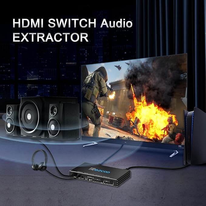 HDMI Switch 8K 4x1 120Hz 48Gbp, HDCP 2.3,ARC,VRR,CEC,HDMI Switcher 4 in 1 Out,4 Port HDMI Selector,IR Remote,3D,HDR 10,D-o-l-b-y Atmos,for QLED TV,PS5,Xbox,Fire Stick,Roku,Blu Ray,Projector