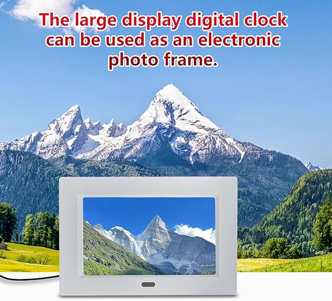 MRCHYDZ 7 Inch Clock with Day and Date for Elderly Large Display Digital Clocks 12 Alarm 3 Display Modes Large Font Alzheimer's Clock Alarm Clocks for Seniors Auto DST White