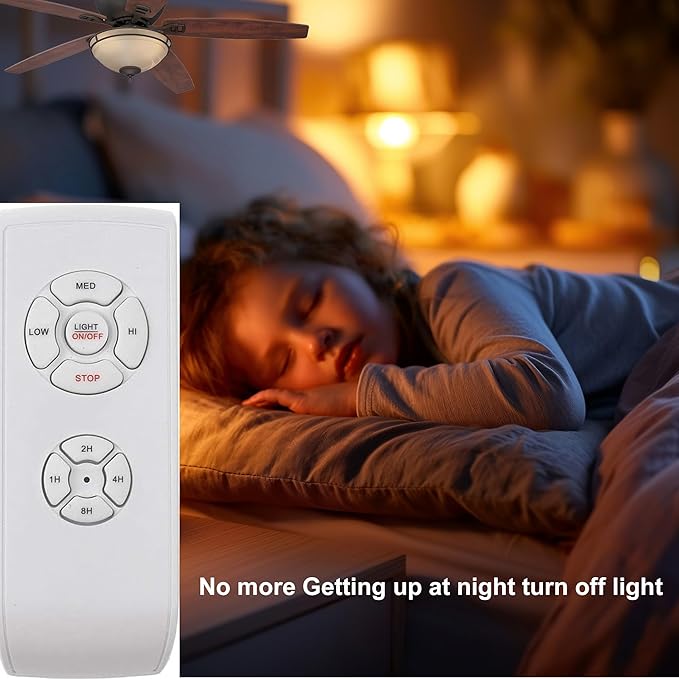 LPHUMEX 2 Pack Universal Ceiling Fan Remote Control Kits, 3-in-1 Fan Speed, Timing and Light Wireless Remote Control for Ceiling Fan Light, Fit for Hunter Minka-Aire Hampton Bay Honeywell and More