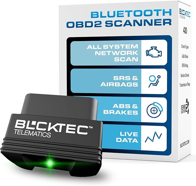 BLCKTEC 430 Bluetooth OBD2 Scanner for iPhone & Android, No Subscription Fee, OBDII Car Code Reader, Diagnose Check Engine, ABS, SRS, Airbag, Supports Vehicles 1996+