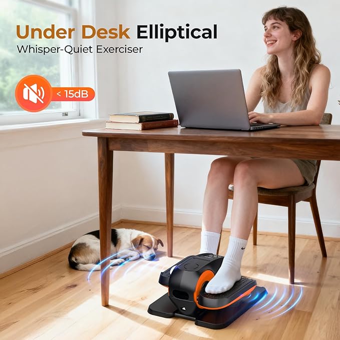 Under Desk Elliptical Machine - Elliptical Leg Exerciser for Seniors, Pedal Exerciser 12 Speeds Portable Seated Pedal Exerciser with Remote Control Home Workout Exercise Equipment