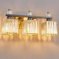 FDPBY 3-Light Modern Crystal Vanity Light - Black Gold Bathroom Light Fixtures Over Mirror