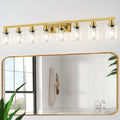 DIKAIDA 8 Light Gold Vanity Lights Over Mirror, 52inch Gold Bathroom Light Fixtures Modern Vanity Lights Gold Bathroom Wall Lighting for Mirror Bedroom,Living Room