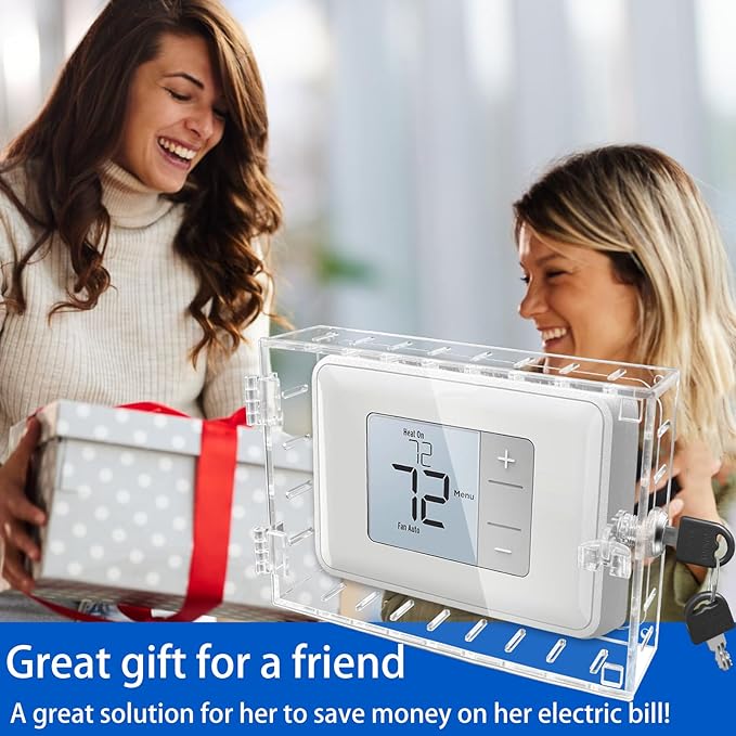 Young Dance 2PCS Large Thermostat Lock Box Cover with Key,Clear Thermostat Cover with Lock Fits Honeywell Thermostat On Wall,AC Lock Box Cover with Key Fits Thermostats 6.5" W x5.0 H or Smaller