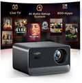 Projector with WiFi and Bluetooth: [1800 ANSI/Ai Auto Focus/800+ Apps/Compatible with Netflix] Outdoor-Projector 4K Support 1080P Smart Live TV Movie Lisowod L03Pro Projector for Home Theater