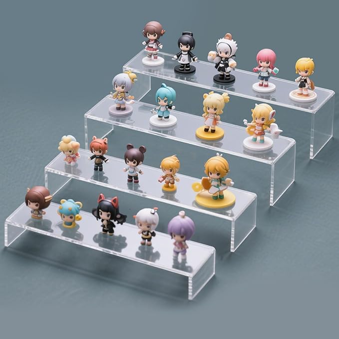 Blaithom Acrylic Display Riser Stand,8Pcs 12'' Length Tier Display Stands, Thickened to 0.2''(5mm) Acrylic Shelf Risers for Perfume Display,Risers for Buffet Table,Cupcake Stand,Pop Figurines,Tumbler,Food