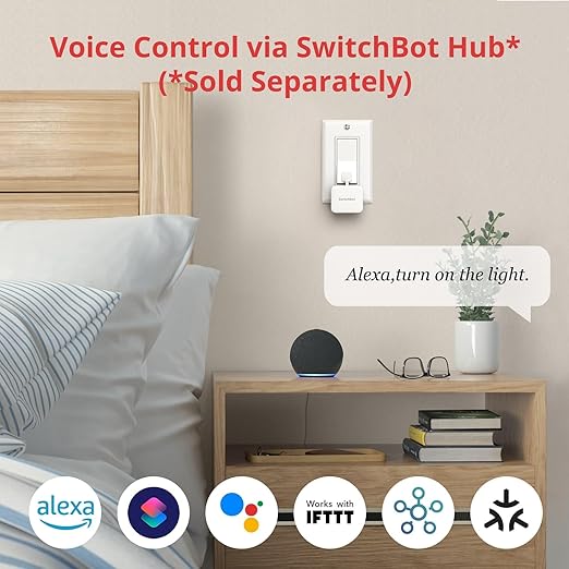 SwitchBot Smart Switch Button Pusher (White)-Bluetooth Fingerbot for Rocker Switch/One-Way Button, Automatic Light Switch, Timer and APP Control, Works with Alexa & WiFi When Paired with SwitchBot Hub