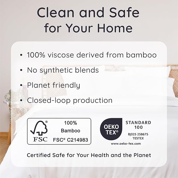 Bambaw Full White Fitted Sheet Only, 100% Viscose Derived from Bamboo Full Size, Cooling Fitted Sheet with Corner Straps, Soft (White)