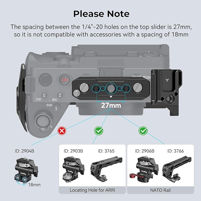 SmallRig Cage for Sony FX30 FX3 FX3A with Cable Clamp for HDMI, Classic Bright Black Surface, Included Cold Shoe and NATO Rail, Modular Design Compatible with Original XLR Handle