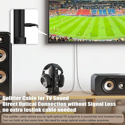 Bangun 1x2 Digital Audio Splitter Cable, Toslink Digital Fiber Optic Audio Splitter 1 Male Input 2 Male Output (for Home Theatre, Xbox, PS5/PS4), 10ft