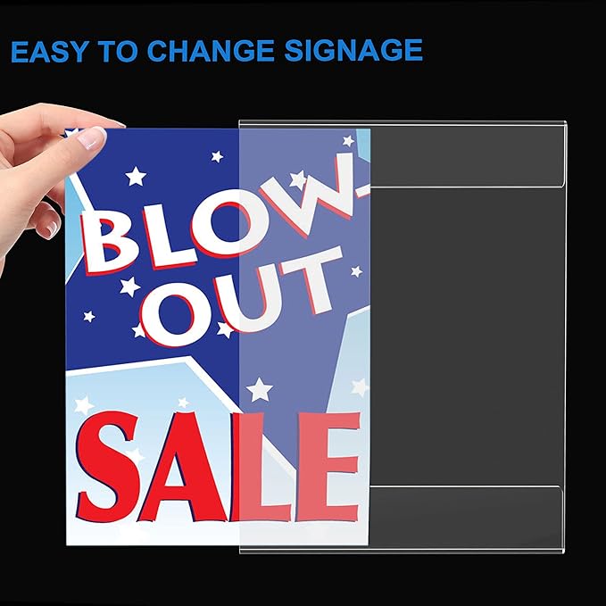 Dingelex Acrylic 8.5x11 Horizontal Sign Holder, Clear Plastic Wall Mount, 12 Pack, No Drilling, Landscape