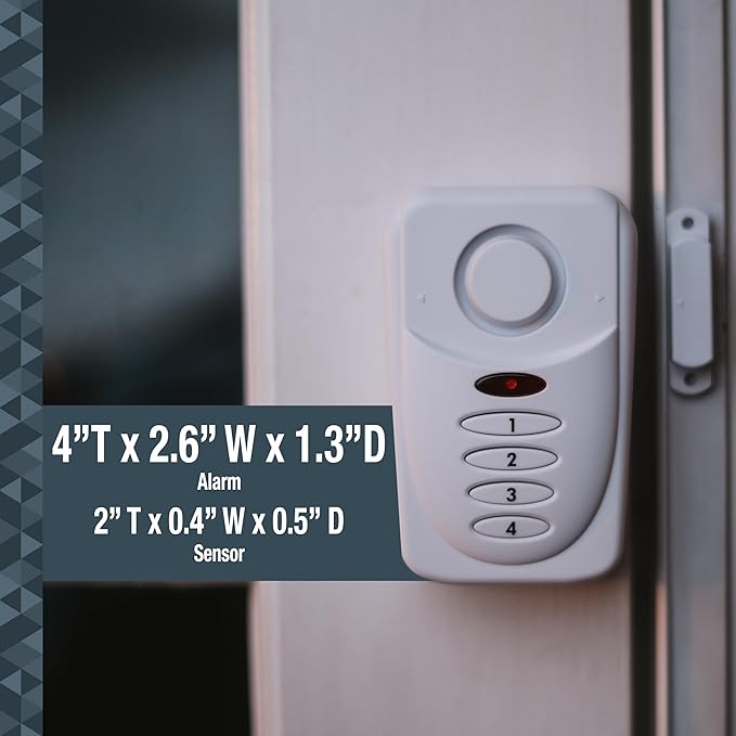 Sabre Elite Wireless Door Alarm with Exit/Entry Delay Mode, Home Mode & Keypad, Deters Intruders w/ 120dB Alarm Heard Up to 1,500 ft, Versatile Settings, Works on Both Left & Right Side Opening Doors