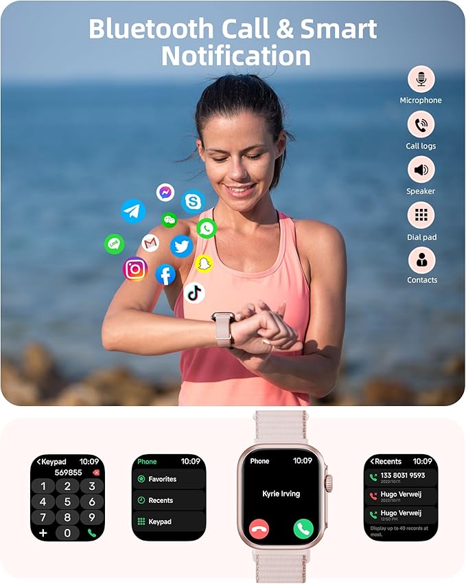 Parsonver GPS Smart Watch for Women Men, Built-in GPS & Bluetooth Calling, Waterproof HD Screen Fitness Tracker 100+ Sports Modes, Pedometer, Smartwatch for Android Phones/iPhone Compatible(Two Bands)
