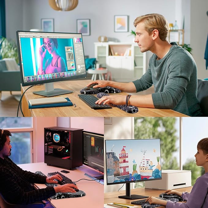 Laokiiy Mouse Pad Wrist Support, 2 in1 Keyboard Wrist Rest+ Ergonomic Mouse Pad, Non-Slip Wrist Rest for Computer Keyboard, Made Easy Typing & Relieve Wrist Pain(Sun Moon)