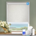 COOLWINDS Motorized Blinds with Remote Cordless Automatic Motorized Shades Custom Blinds for Windows Smart Curtains Compatible with Alexa Google Home(Blackout Jacquard Beige,W51 x H72in)