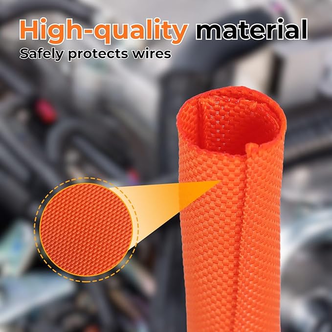 HOLED 3/8 inch Split Braided Cable Management Sleeve for USB Cable Power Cord Audio Video Cable, Wire Loom Cord Protector from Cat Dog Chewing (Black, 25FT)