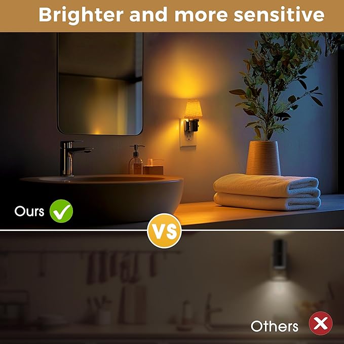 L LOHAS LED Night Lights Plug into Wall, Linen Fabric Round Platform Decor Night Light, Dusk to Dawn Sensor Vintage Nightlight, Amber Warm 0-100LM Dimmable, for Bedroom Living Room Hallway