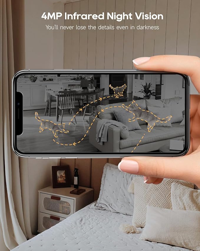 DREAME 2.5K Pet Dog Camera, Indoor Security Camera, Dual-Band 5G/2.4G Wi-Fi, Auto-Tracking, 360° Pan-Tilt, Cloud & 256GB SD Storage, 2-Way Audio, Physical Privacy Mode, Work with Alexa & Google, White