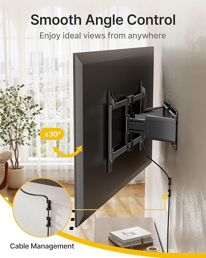 monTEK Heavy Duty Ultra Slim TV Wall Mount for 37-90 Inch TVs Up to 185lbs, Swivel & Tilt & Extension Wall Mount TV Bracket with Articulating Dual Arms, Low Profile Full Motion tv Mount