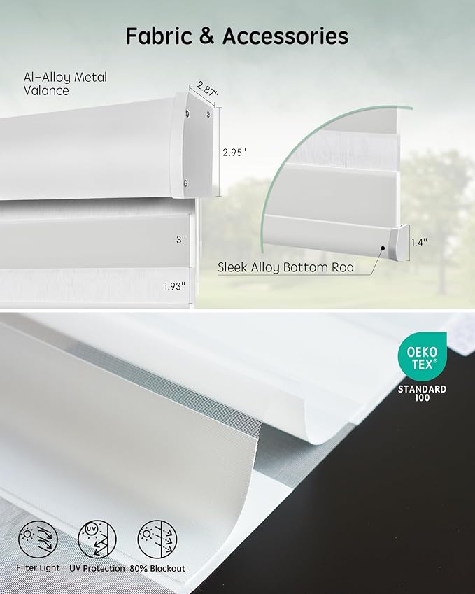 Yoolax Motorized Blinds with Remote, Electric Zebra Blinds for Indoor Windows, Room Darkening Smart Shades with Voice Control, Compatible with Alexa Google Home, APP Control, 29" W x 72" H, White