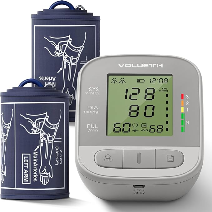 VOLUETH Upper Arm Blood Pressure Cuff, Blood Pressure Monitor for Kids & Adult, Small Cuff 7"-9"，Medium/Large Cuff 9"-17"，Perfect for Health Monitoring