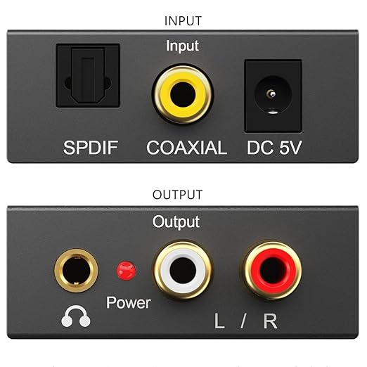 DAC 192KHz Digital to Analog Audio Converter, Optical to RCA Adapter with Coaxial Cable, Toslink Optical to 3.5mm Adapter for PS4 HD DVD Home Cinema Systems