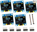 EPLZON 5 Pack 0.96 inch OLED IIC Display Module 128x64 Pixel Mini Self-Luminous Display Screen Board for Arduino Projects Raspberry Pi with Wire(Blue and Yellow)