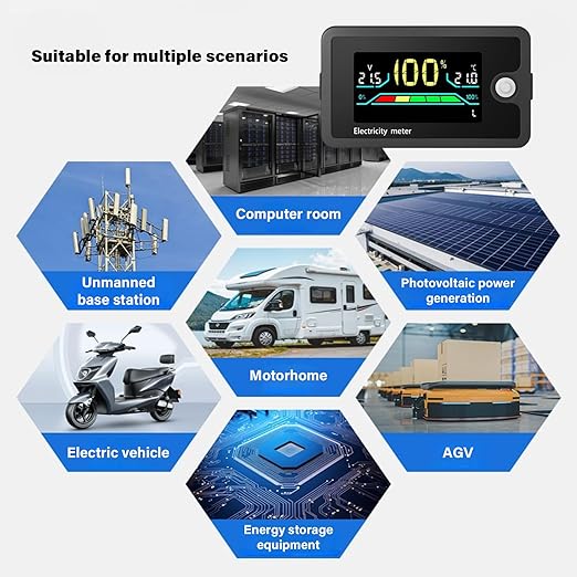Elnwnnkc Voltmeter, 8-100V Electricity Monitors Digital Voltage Testers, Car Charging Levels Indicators Batteries Power Indicators Power Meter Display