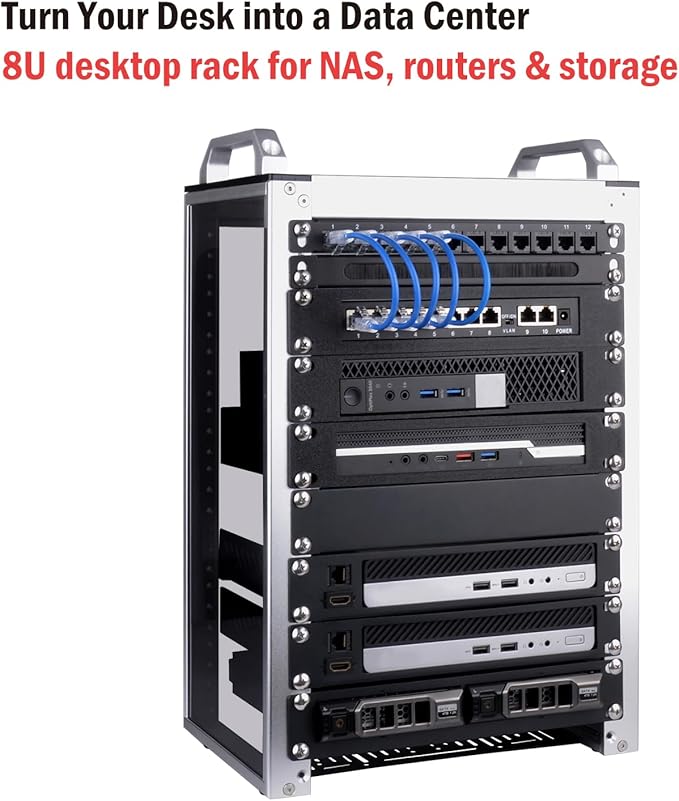 GeeekPi 8U Server Cabinet, 10 inch Server Rack for Network, Servers, Audio, and Video Equipment, DeskPi RackMate T1 Rackmount, 7.87 inch Depth