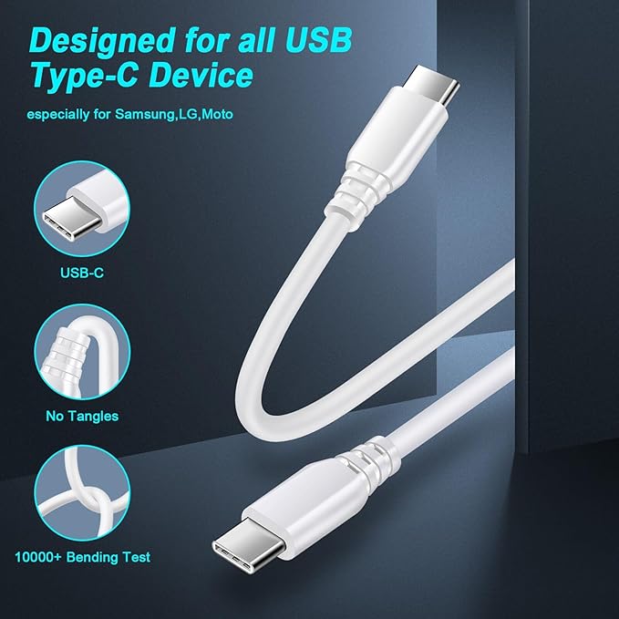 65W Super Fast Charger Type C for Samsung Galaxy S25 Ultra S25 FE Edge S24 Ultra FE S23 A17 A16 Z Fold Flip 7 6, Moto Edge 70 60 Stylus Fusion Razr, USB C Fast Charging Block & 6ft Type C Charge Cable