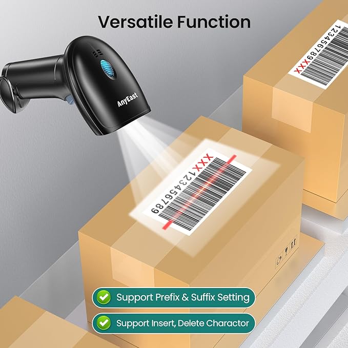 Barcode Scanner with Stand, USB Wired Inventory 2D 1D QR Code Scanner for Computer POS MAC with Automatic Screen Scanning, Handheld CMOS Image Bar Code Reader for Warehouse Library Supermarket