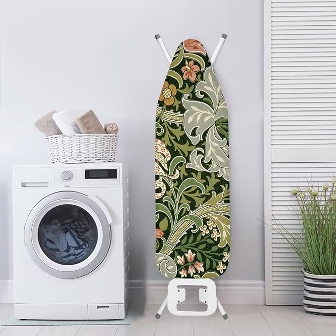 ZXFYGDX Cover for Ironing Board, William Morris Prints Table Top Ironing Board Cover with Nylon Buckle Straps and Elastic Edges Easy to Install, Standard Size Suitable for 15x54 Inch Ironing Board XL
