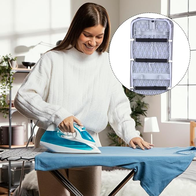 Xyembu 4Pcs Ironing Board Cover Clips Adjustable Ironing Board Pad Braces Fasteners Mini Suspenders Elastic Straps Clips for Secure and Tight Fit Corners Couch Covers Stays Bands(Black)