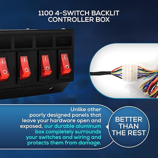 Ultra Bright Lightz 1100 4-Switch Backlit Controller Box | Emergency Vehicle Strobe Warning Lights | Siren | Speaker