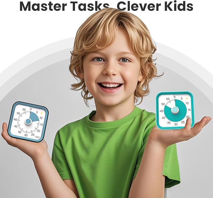 InfPokid Visual Timer for Kids with Pause Function, 60 Minute Countdown Timer for Kids Desk Study, Teaching, Kitchen Cooking, Office Meetings, Time Management for ADHD (Black)