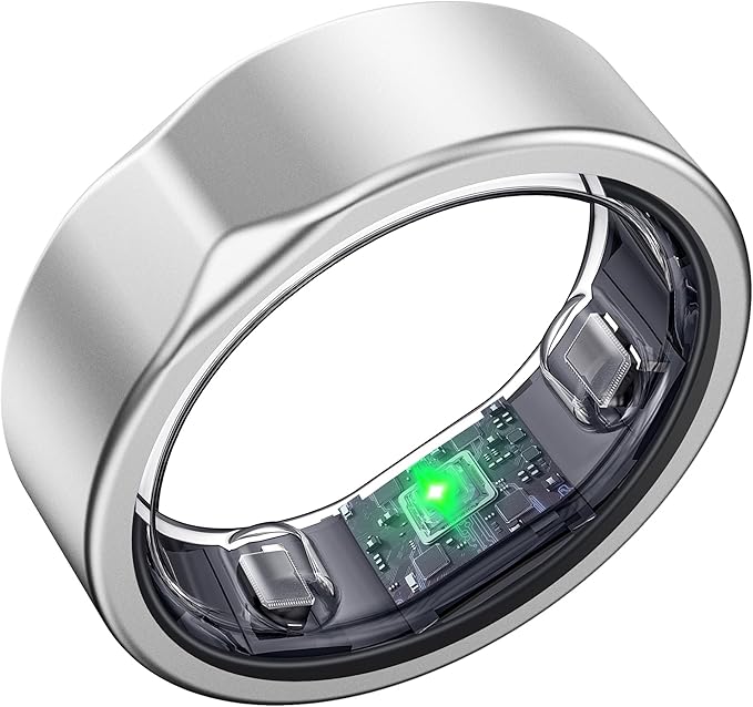 Smart Ring for Women Men, Valentine's Day Gifts, Minimalist Fitness Ring with Heart Rate, Stress, Sleep, Step, Calorie Tracking, 5ATM Waterproof for iPhone and Android,No Subscription (Silver, 9)