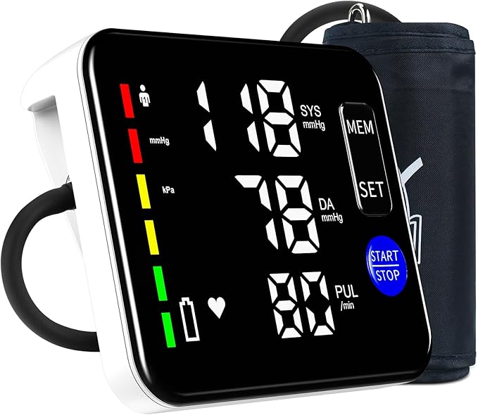 GUAEVER Blood Pressure Monitor Rechargeable Upper Arm Blood Pressure Monitors for Home Use Large Screen Bp Machine with 8.7"-16.5" Bp Cuff, 2x120 Memory, Voice Broadcast Bp Monitor (Black)
