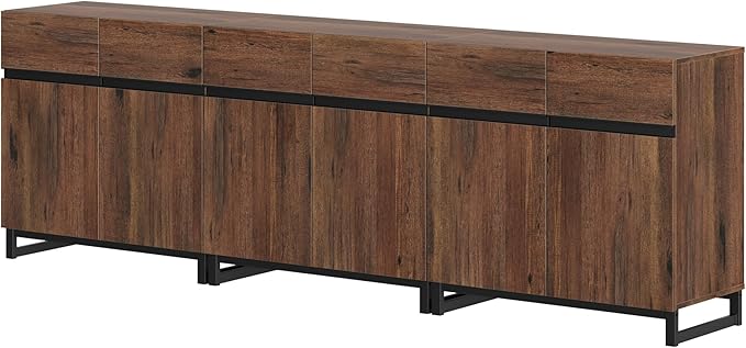 Wampat Modern TV Stand for 100 inch TVs, 3 in 1 Entertainment Center Console with Adjustable Shelves and Metal Base for Living Room, Bedroom, Brown | 3 in 1