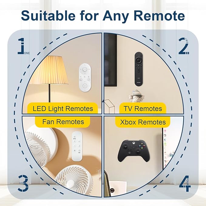 Vaszu Magnetic Remote Control Holder Self-Adhesive Wall Mount, 6 Pack Upgraded Silicone Organizer Storage Wall Holder for Home Office TV, Fan and Air Conditioner Remote Control