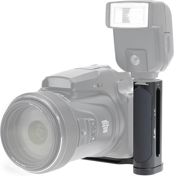 FocusFoto 2nd Gen L-Shaped Bracket Holder Stabilizer with Side Handle Grip Universal for DSLR Mirrorless Camera, with 1/4" Cold Shoe Mount for Mic Flash LED Light, Quick Release Plate for Arca Tripod